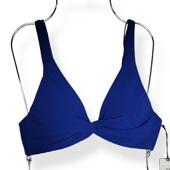 Shade & Shore Midnight Blue Twisted Front  Bikini Top 34B - Picture 2 of 4
